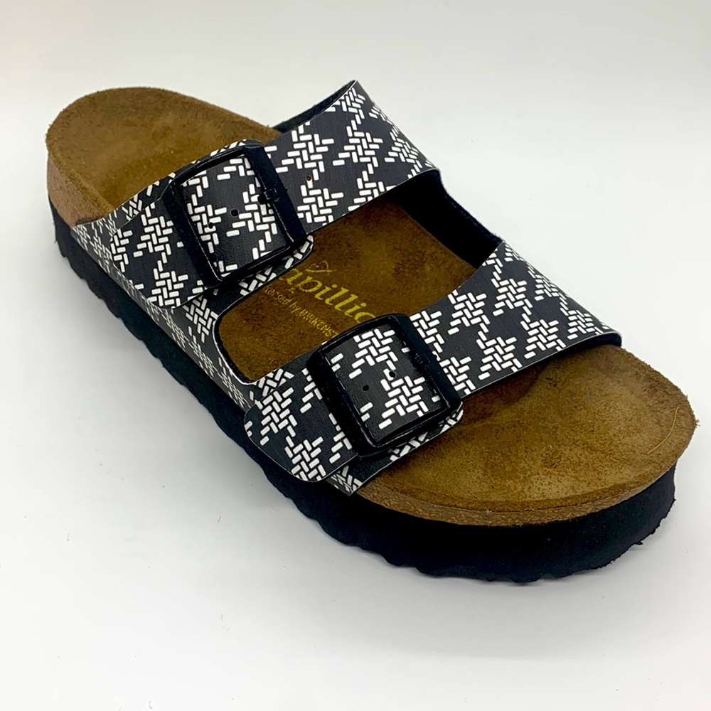 Birkenstock Black & White Patterned Two-Strap Arizona Mule